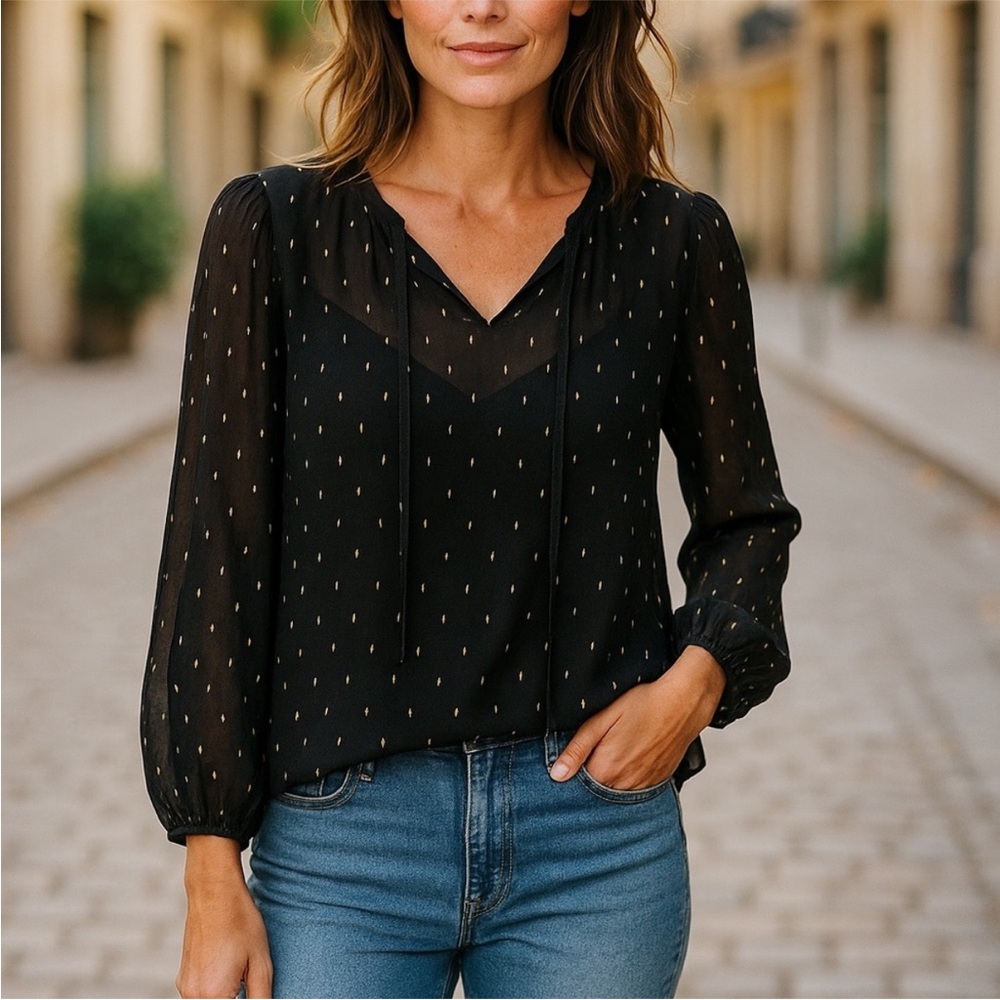 BR Black/Gold Sheer Blouse